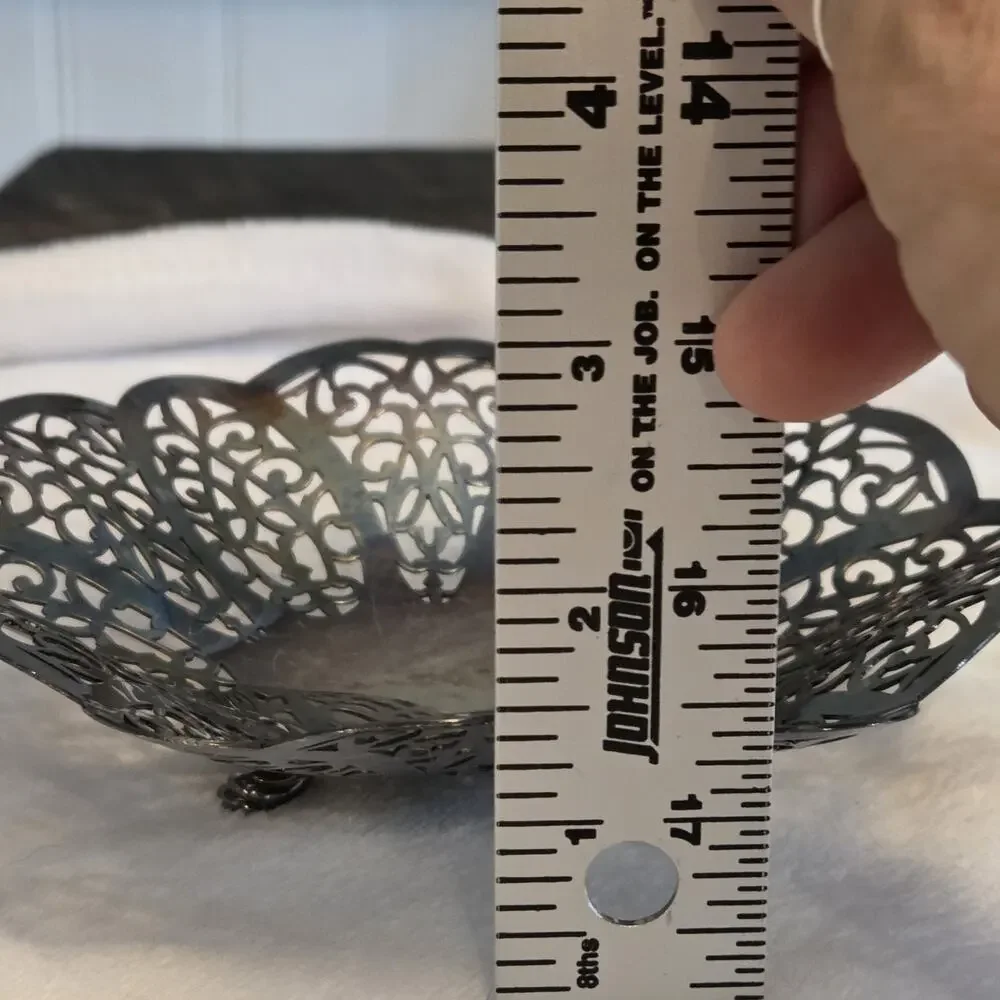 International Silver Co. silverplate lovelace footed candy bowl or trinket dish